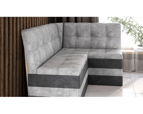 Скамья угловая «Оскар» исп. 2, микровелюр Wellmart Silver, Graphite