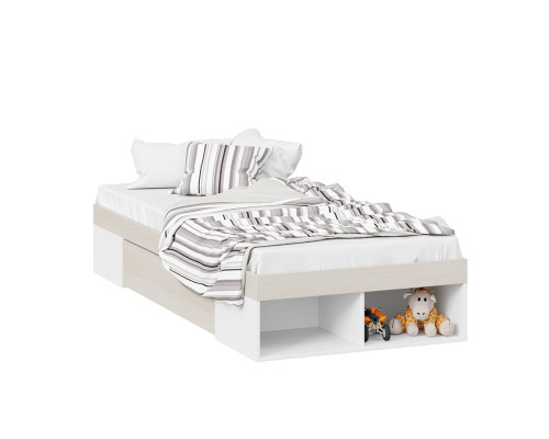 Кровать с ящиком «Сканди», дуб гарден, белая