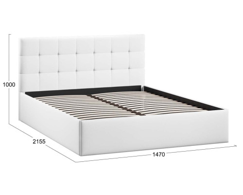 Кровать без ПМ «Джоли» 140 Тип 1 (без подъемного механизма), экокожа Polo white Кровать без ПМ «Джоли» 140 Тип 1 (без подъемного механизма), экокожа Polo white