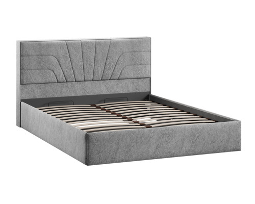 Кровать с ПМ «Пандора» 160 Тип 1 (с подъемным механизмом), Микровелюр Wellmart Silver