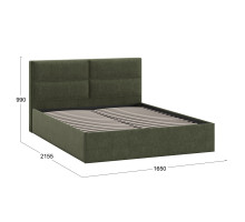 Кровать без ПМ «Глосс» Тип 1,1600 (без подъемного механизма), Микровелюр Jercy Deep Green