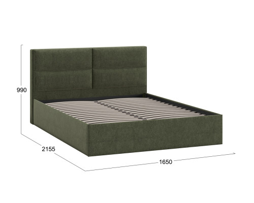 Кровать без ПМ «Глосс» Тип 1,1600 (без подъемного механизма), Микровелюр Jercy Deep Green