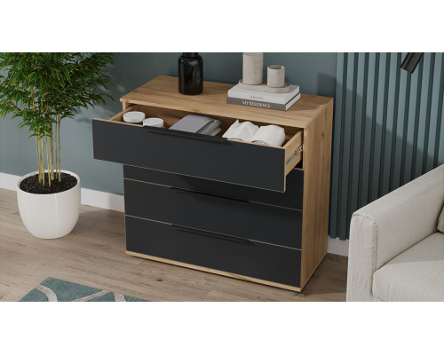 Комод «Джоли», Дуб Крафт золотой, Графит матовый