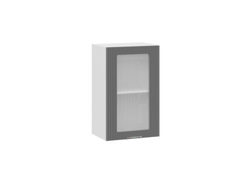 Шкаф навесной 450 c одной дверью со стеклом «Кимберли», Белый, Титан