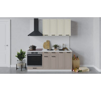 Кухонный гарнитур «Лорас» длиной 180 см со шкафом НБ, Белый, Холст брюле, Холст латте