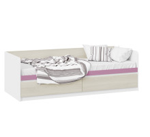 Кровать «Сканди», дуб гарден, белая, лиловый