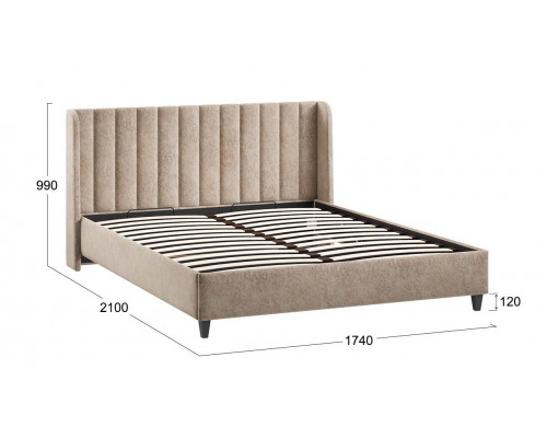 Кровать с ПМ «Шанель» 160 (с подъемным механизмом), Микровелюр Wellmart Dark Beige