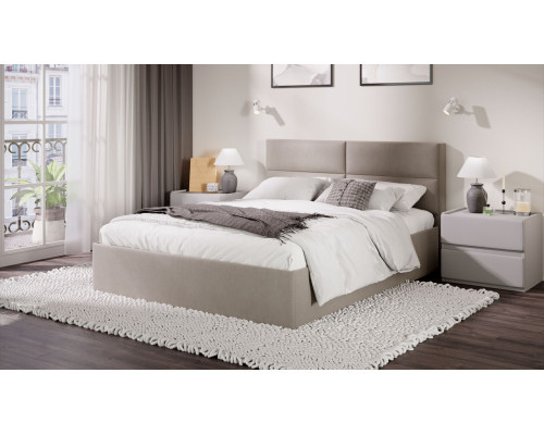 Кровать без ПМ «Глосс»,160 (без подъемного механизма), велюр мокко светлый