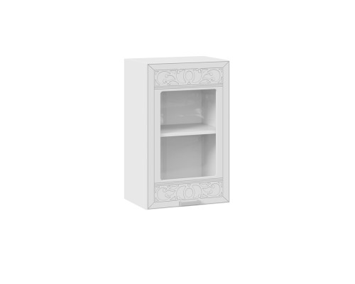 Шкаф навесной 450 c одной дверью со стеклом «Долорес», Белый, Сноу
