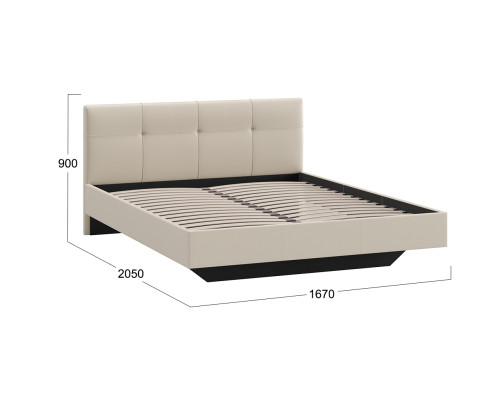 Кровать без ПМ «Элис» тип 1, 1600 (без подъемного механизма), светлая экокожа