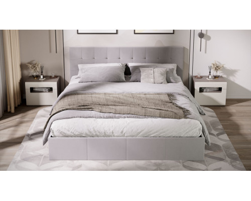 Кровать с ПМ «Эмма»,180 (с подъемным механизмом) с заглушиной, Велюр Confetti Silver
