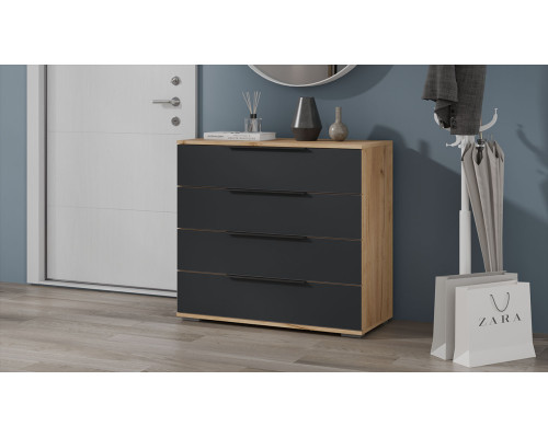 Комод «Джоли», Дуб Крафт золотой, Графит матовый