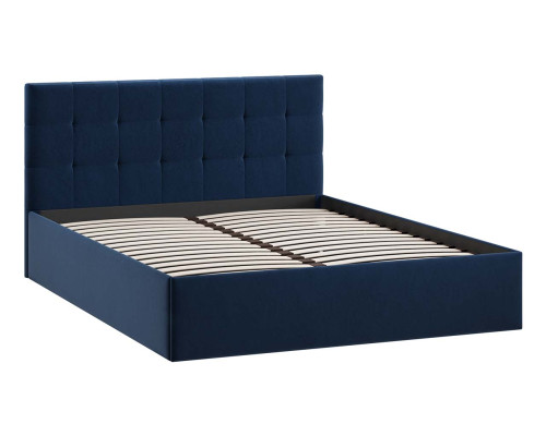 Кровать без ПМ «Джоли» 140 Тип 1 (без подъемного механизма), микровелюр Wellmart Blue Кровать без ПМ «Джоли» 140 Тип 1 (без подъемного механизма), микровелюр Wellmart Blue