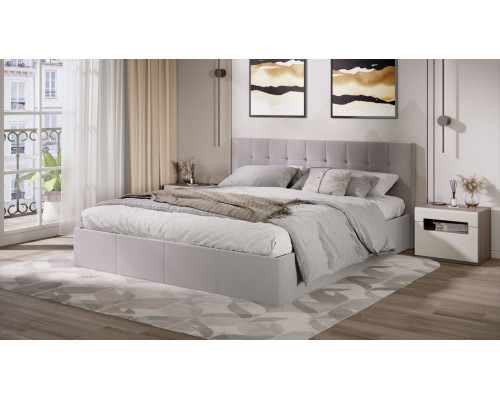 Кровать с ПМ «Эмма»,180 (с подъемным механизмом) с заглушиной, Велюр Confetti Silver