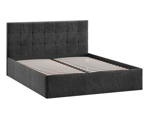 Кровать без ПМ «Джоли» 140 Тип 1 (без подъемного механизма), микровелюр Wellmart Graphite Кровать без ПМ «Джоли» 140 Тип 1 (без подъемного механизма), микровелюр Wellmart Graphite