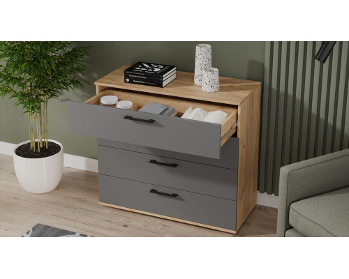 Комод «Нео», дуб крафт золотой, серый графит