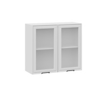 Шкаф навесной 800 c двумя дверями со стеклом «Белладжио», Белый, Фон белый