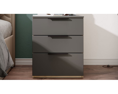 Тумба прикроватная «Порто», Яблоня Беллуно, Графит софт