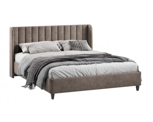 Кровать с ПМ «Шанель» 160 (с подъемным механизмом), Микровелюр Wellmart Latte
