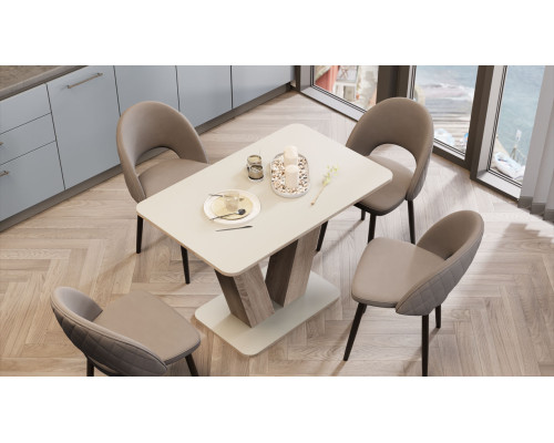 Стол раздвижной «Чинзано» Тип 1,Дуб сонома трюфель/стекло бежевое матовое