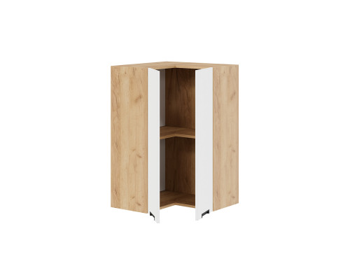 Шкаф навесной угловой прямой 92*60*60 «Гренада», дуб крафт золотой, холст белый