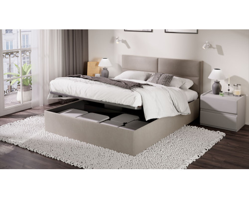 Кровать с ПМ «Глосс» ,1600 (с подъемным механизмом),велюр мокко светлый