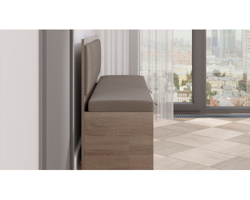 Скамья прямая «Берген», Дуб Сонома трюфель, Велюр Мокко светлый