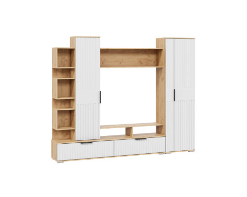 Гостиная «Моника», Дуб Крафт золотой, Белый матовый