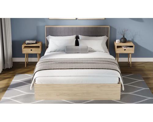 Кровать с ПМ «Сэнди» Тип 2, 160 (с подъемным механизмом) без заглушины, Вяз благородный, Велюр Графит