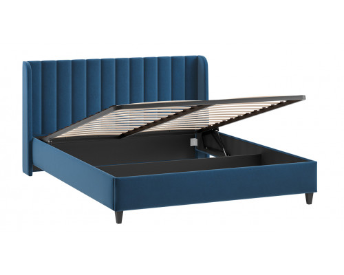 Кровать с ПМ «Шанель» 160 (с подъемным механизмом), Микровелюр Wellmart Blue