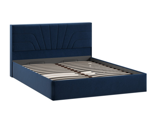 Кровать с ПМ «Пандора» 160 Тип 1 (с подъемным механизмом), Микровелюр Wellmart Blue