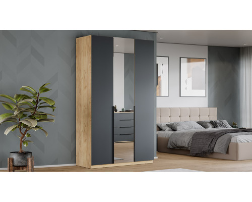 Шкаф комбинированный «Джоли» 1350, Дуб Крафт золотой, Графит матовый