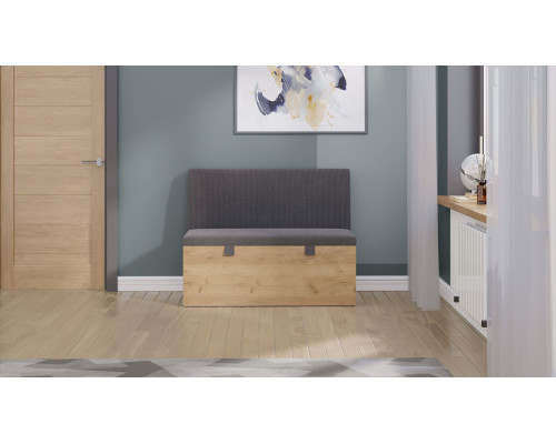 Скамья прямая «Мальта», дуб крафт золотой, микровелюр Linea Grande 66/Connect 66 (серо-коричневый)