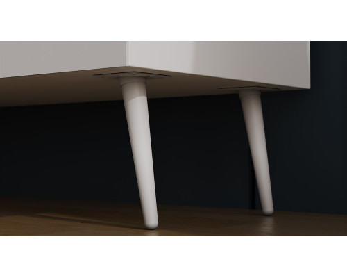 Тумба для теле- и радиоаппаратуры «Глосс» с опорами, белый глянец, стекло белый глянец, белый