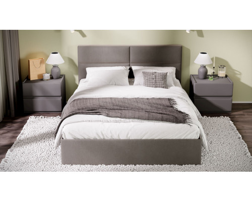 Кровать без ПМ «Глосс», 160 (без подъемного механизма), велюр мокко темный