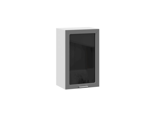 Шкаф навесной 450 c одной дверью со стеклом «Габриэлла», Белый, Титан