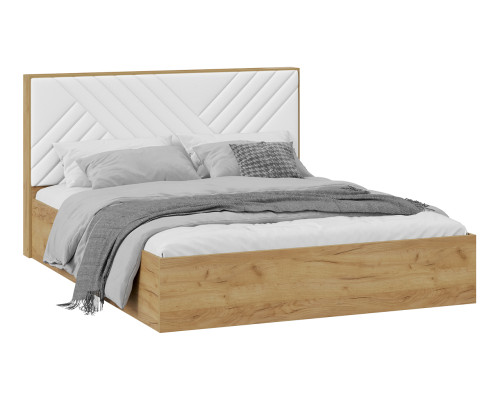 Кровать без ПМ «Хилтон», 1600 тип 1 (без подъемного механизма), дуб крафт золотой, белый