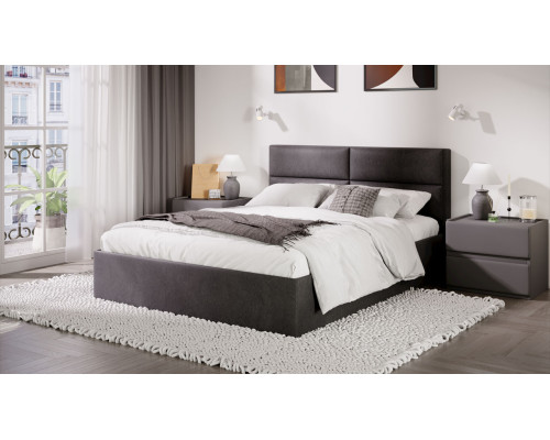 Кровать с ПМ «Глосс» 160 тип 1 (с подъемным механизмом) с заглушиной, велюр графит