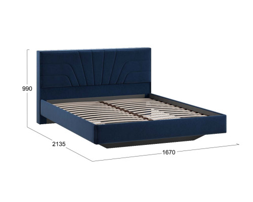 Кровать без ПМ «Пандора» 160 Тип 1 (без подъемного механизма), Микровелюр Wellmart Blue