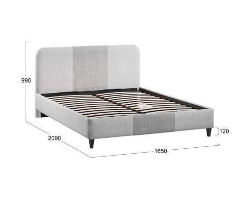 Кровать с ПМ «Эстон» 160*200 (с ПМ), Микровелюр Linea Grande 81/Connect 81 (Светло-серый)