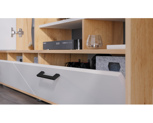 Стенка «Дакота», Дуб Крафт золотой, Белый Ясень