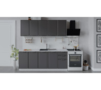 Кухонный гарнитур «Белладжио» длиной 200 см,белый, софт графит