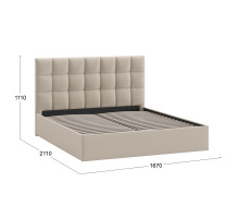 Кровать без ПМ «Эмбер»,160 (без подъемного механизма),Велюр Confetti Cream