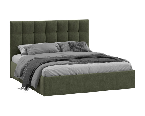Кровать с ПМ «Эмбер» 1600 (с подъемным механизмом) с заглушиной, микровелюр Jercy Deep Green