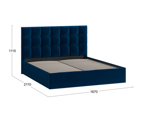 Кровать без ПМ «Эмбер» (без подъемного механизма),велюр Confetti Blue
