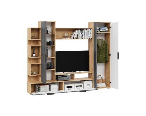 Гостиная «Моника», Дуб Крафт золотой, Графит матовый