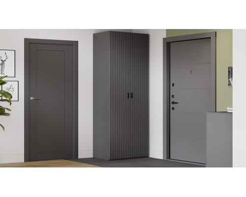 Шкаф 2-х дверн. для одежды «Тиффани», серый графит, графит матовый