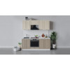 Кухонный гарнитур «Бьянка» длиной 200 см со шкафом НБ,Белый/Дуб ваниль/Дуб кофе