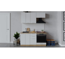 Кухонный гарнитур «Весна» длиной 160 см со шкафом НБ, Дуб Крафт золотой, Белый глянец