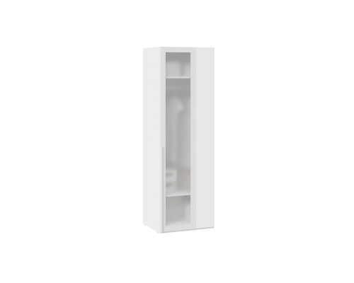 Шкаф угловой (580) с 1 дверью со стеклом  «Порто», Белый Жемчуг/Стекло сатин белое